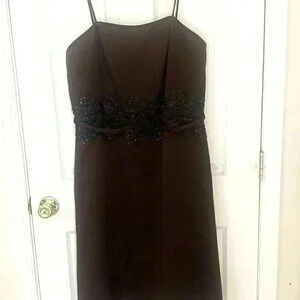 Couture Collection Spaghettis strap dress Beaded embroidered at waist Size 14